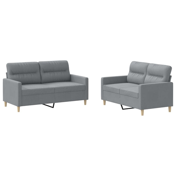 Set de canapele cu perne, 2 piese, gri deschis, textil - WALTI WALTI