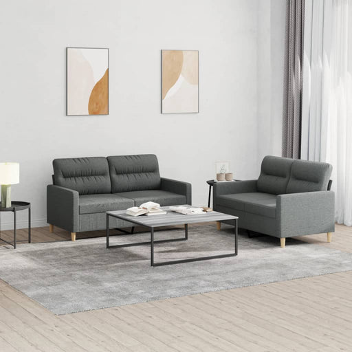 Set de canapele cu perne, 2 piese, gri închis, textil - WALTI WALTI