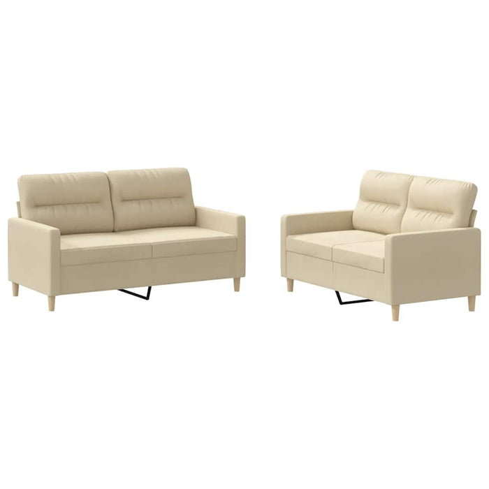 Set de canapele cu perne, 2 piese, crem, textil - WALTI WALTI