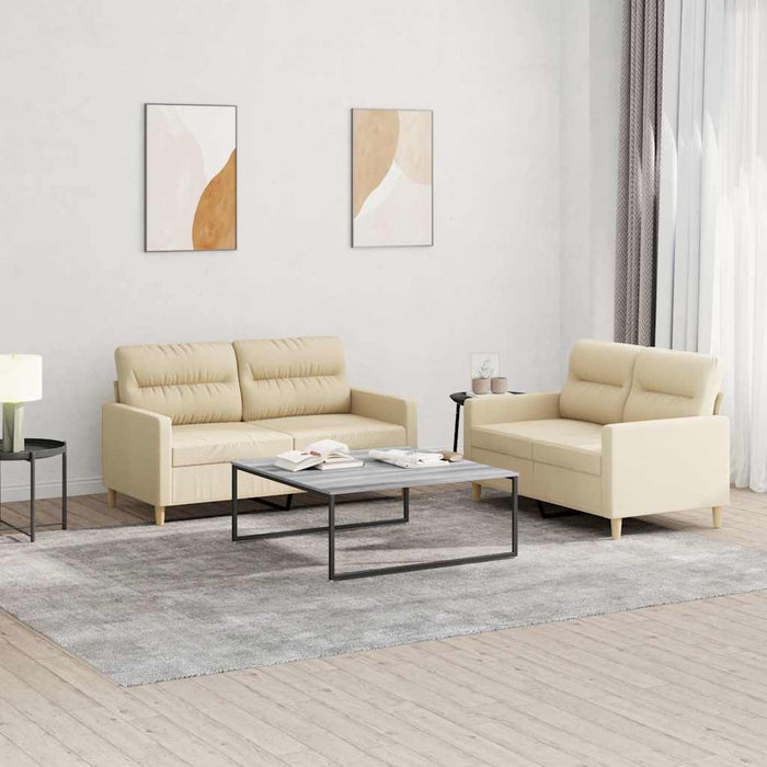 Set de canapele cu perne, 2 piese, crem, textil - WALTI WALTI