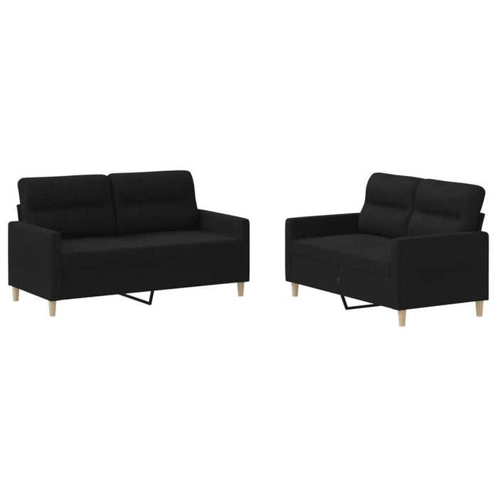 Set de canapele cu perne, 2 piese, negru, textil - WALTI WALTI