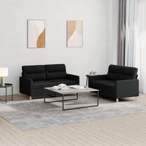 Set de canapele cu perne, 2 piese, negru, textil - WALTI WALTI