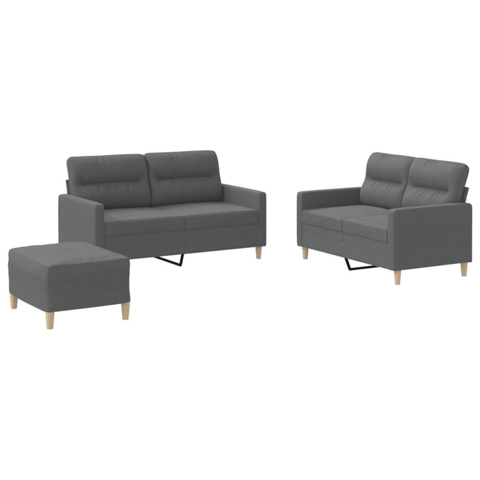 Set de canapele cu perne, 3 piese, gri închis, textil - WALTI WALTI
