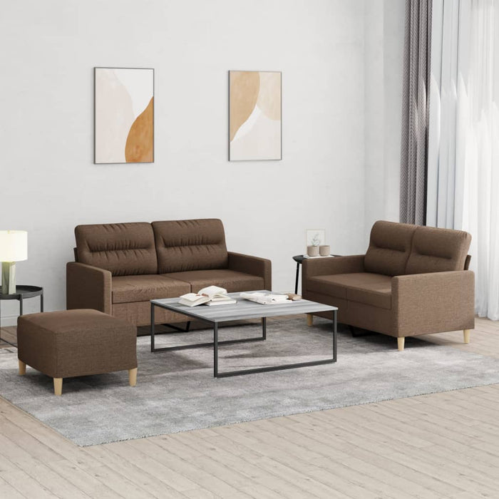 Set de canapele cu perne, 3 piese, maro, textil - WALTI WALTI