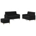 Set de canapele cu perne, 3 piese, negru, textil - WALTI WALTI