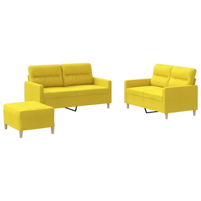 Set de canapele cu perne, 3 piese, galben deschis, textil - WALTI WALTI