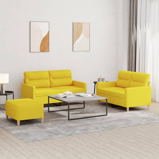 Set de canapele cu perne, 3 piese, galben deschis, textil - WALTI WALTI