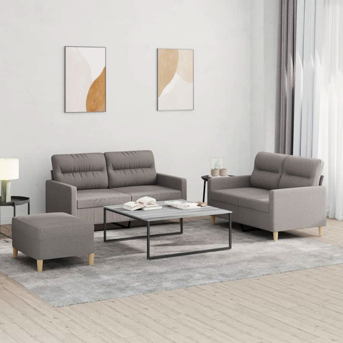 Set de canapea cu perne, 3 piese, gri taupe, material textil - WALTI WALTI
