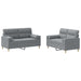 Set de canapele cu perne, 2 piese, gri deschis, material textil - WALTI WALTI