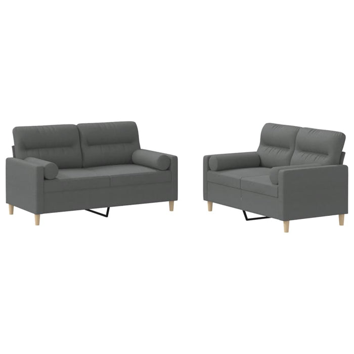 Set de canapele cu perne, 2 piese, gri închis, material textil - WALTI WALTI