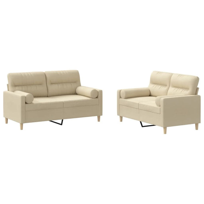 Set de canapele cu perne, 2 piese, crem, material textil - WALTI WALTI