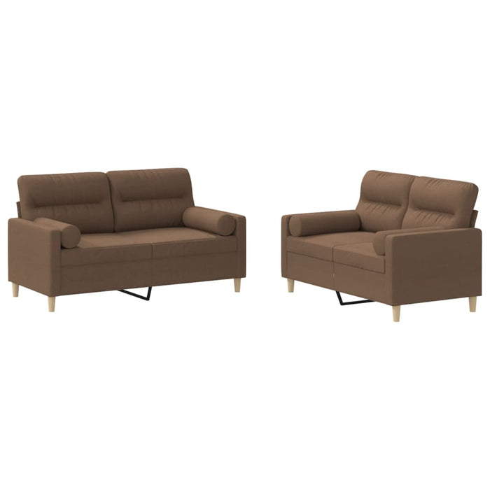 Set de canapele cu perne, 2 piese, maro, textil WALTI