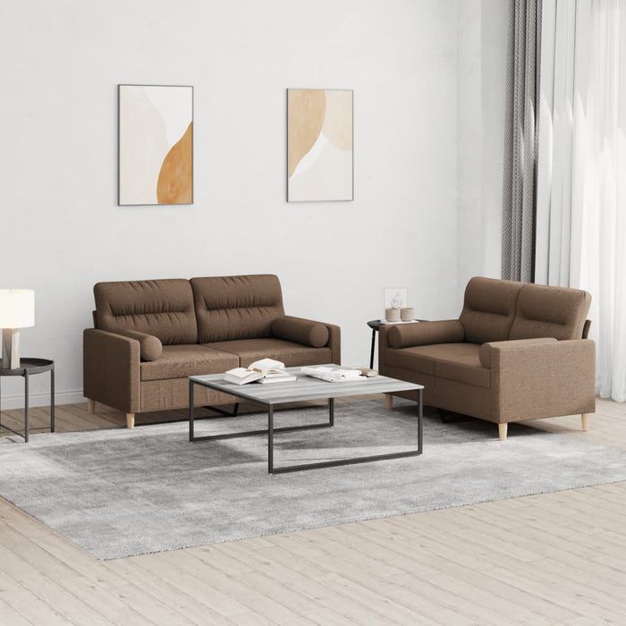 Set de canapele cu perne, 2 piese, maro, textil WALTI