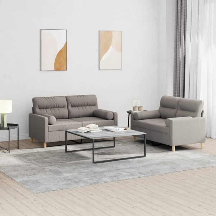 Set de canapele cu perne, 2 piese, gri taupe, textil - WALTI WALTI