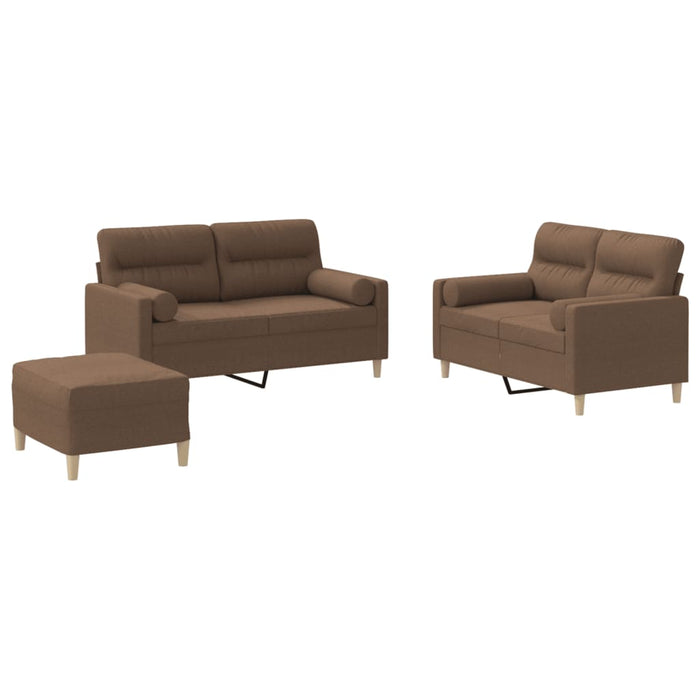 Set de canapele cu perne, 3 piese, maro, textil WALTI