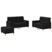 Set de canapele cu perne, 3 piese, negru, textil - WALTI WALTI