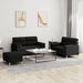 Set de canapele cu perne, 3 piese, negru, textil - WALTI WALTI