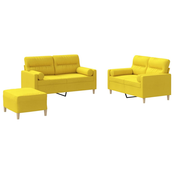 Set de canapele cu perne, 3 piese, galben deschis, textil - WALTI WALTI