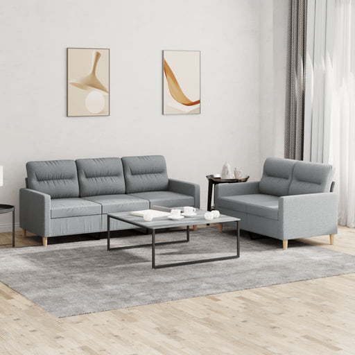 Set de canapele cu perne, 2 piese, gri deschis, textil - WALTI WALTI