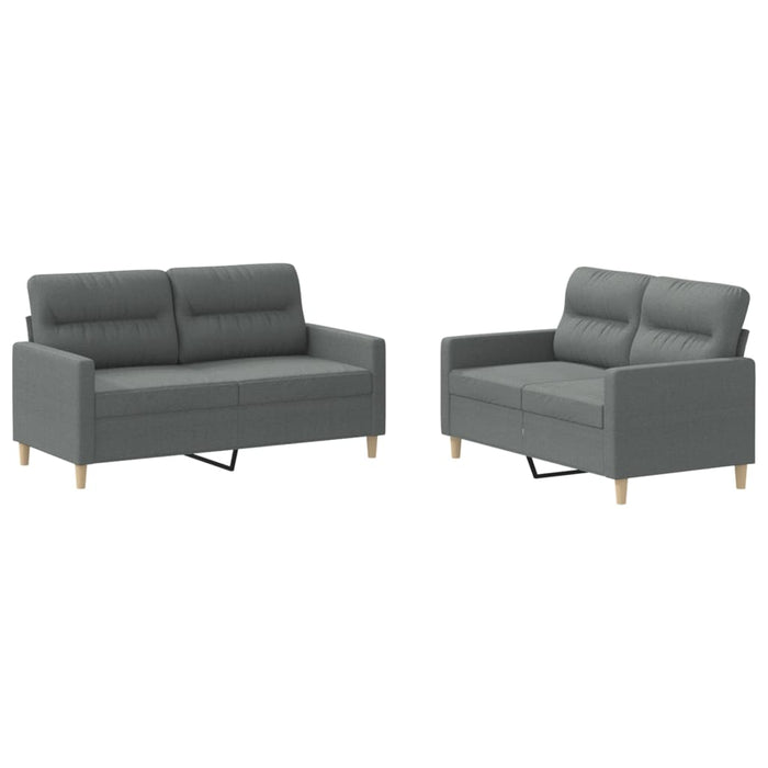 Set de canapele cu perne, 2 piese, gri închis, textil - WALTI WALTI