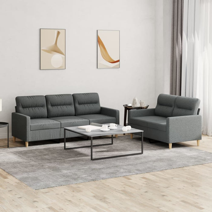 Set de canapele cu perne, 2 piese, gri închis, textil - WALTI WALTI