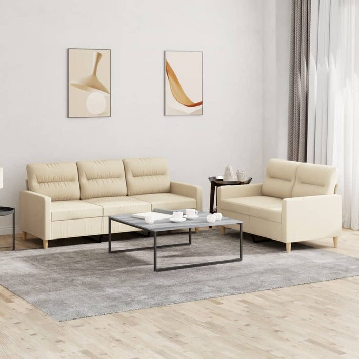 Set de canapele cu perne, 2 piese, crem, textil - WALTI WALTI