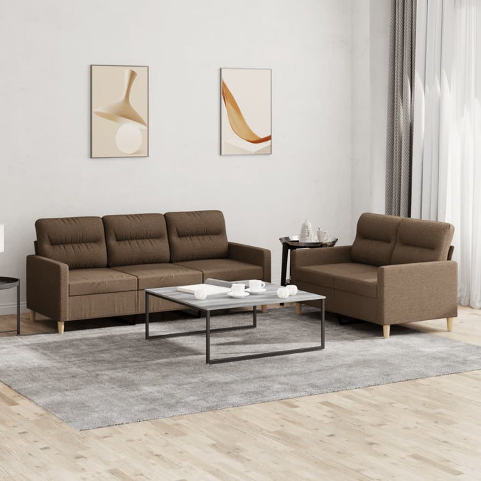 Set de canapele cu perne, 2 piese, maro, textil - WALTI WALTI