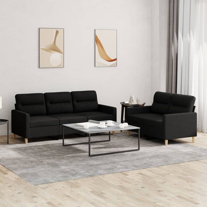Set de canapele cu perne, 2 piese, negru, textil - WALTI WALTI