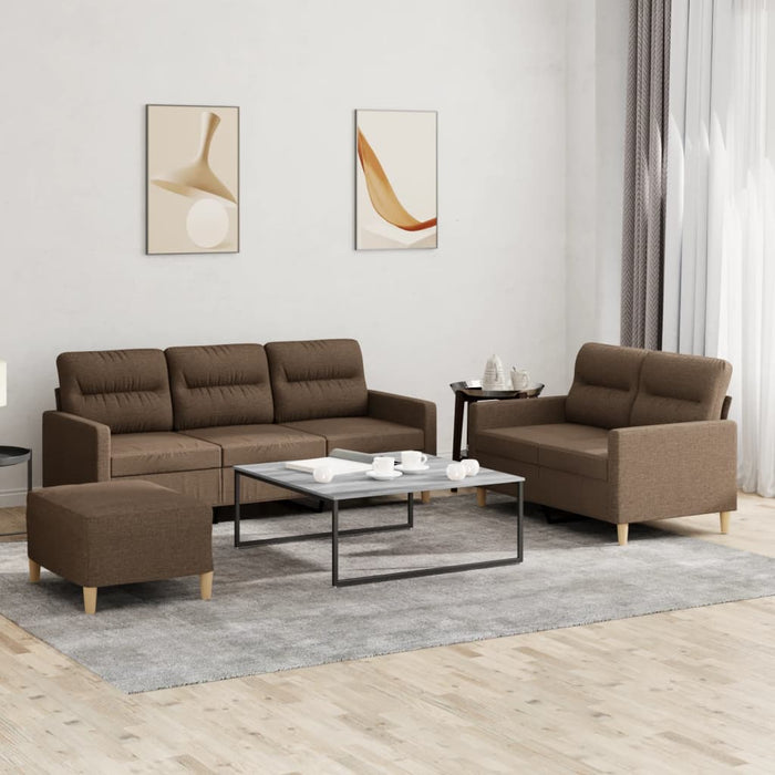 Set de canapele cu perne, 3 piese, maro, textil WALTI