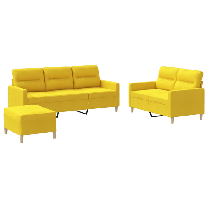 Set de canapele cu perne, 3 piese, galben deschis, textil WALTI