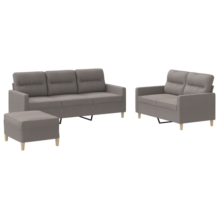 Set de canapea cu perne, 3 piese, gri taupe, material textil WALTI