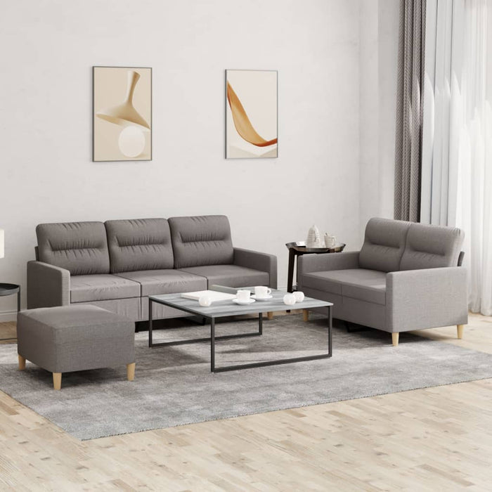 Set de canapea cu perne, 3 piese, gri taupe, material textil WALTI