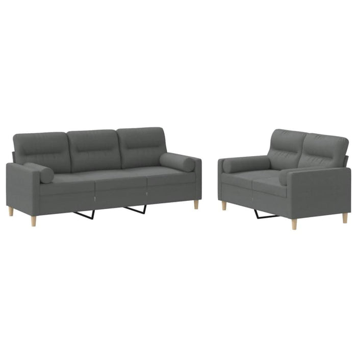 Set de canapele cu perne, 2 piese, gri închis, material textil - WALTI WALTI