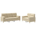 Set de canapele cu perne, 2 piese, crem, material textil - WALTI WALTI