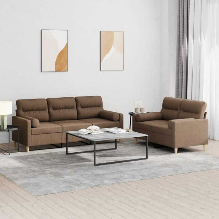 Set de canapele cu perne, 2 piese, maro, textil - WALTI WALTI