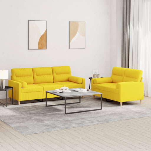 Set de canapele cu perne, 2 piese, galben deschis, textil - WALTI WALTI