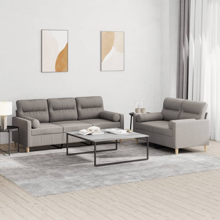 Set de canapele cu perne, 2 piese, gri taupe, textil - WALTI WALTI