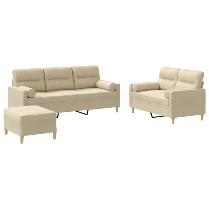 Set de canapele cu perne, 3 piese, crem, textil - WALTI WALTI