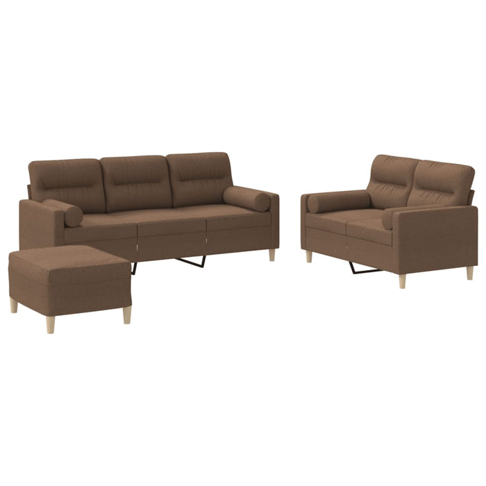 Set de canapele cu perne, 3 piese, maro, textil - WALTI WALTI