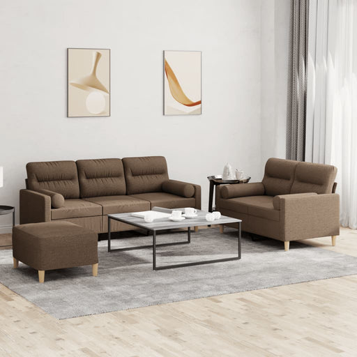 Set de canapele cu perne, 3 piese, maro, textil - WALTI WALTI