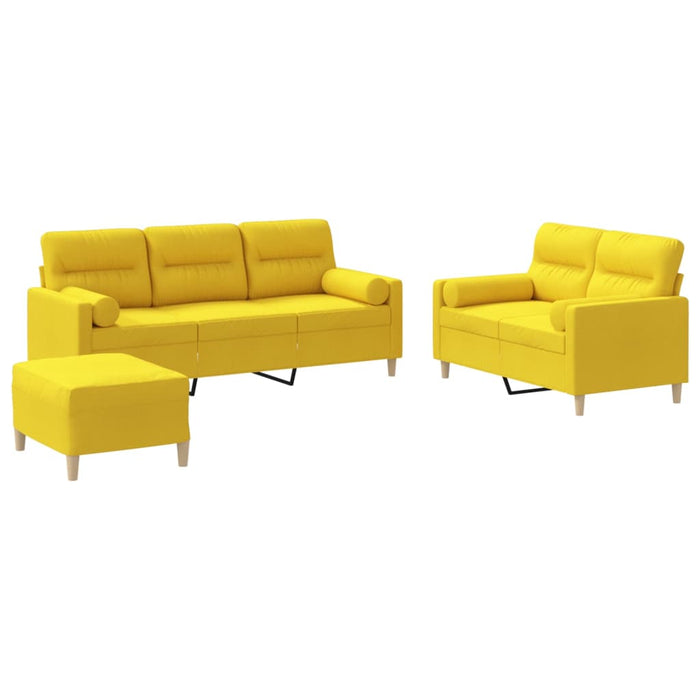 Set de canapele cu perne, 3 piese, galben deschis, textil - WALTI WALTI