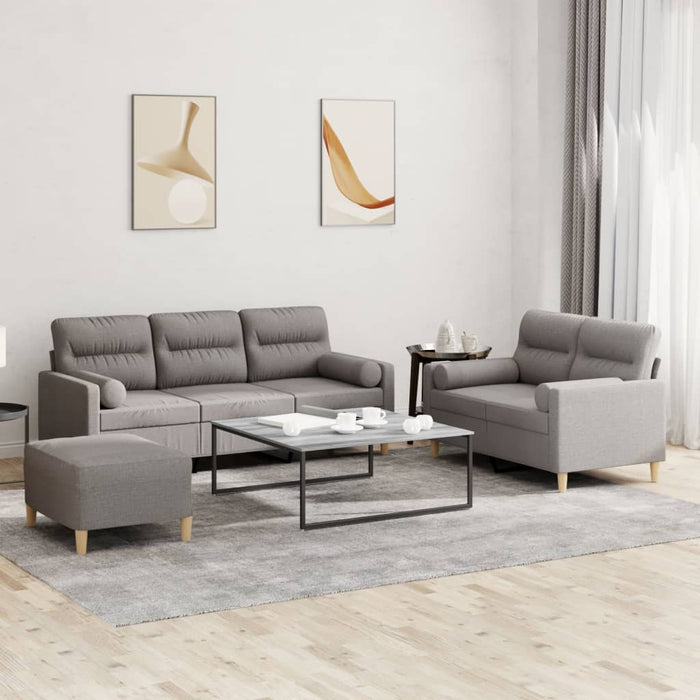 Set de canapele cu perne, 3 piese, gri taupe, textil - WALTI WALTI