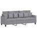 Set de canapele cu perne, 3 piese, gri deschis, textil - WALTI WALTI