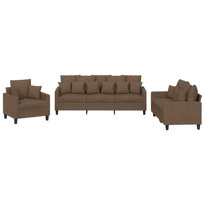 Set de canapele cu perne, 3 piese, maro, textil - WALTI WALTI