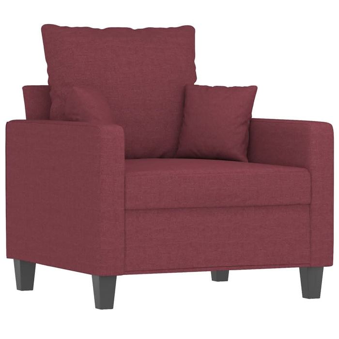 Set canapea cu perne, 3 piese, roșu vin, material textil - WALTI WALTI