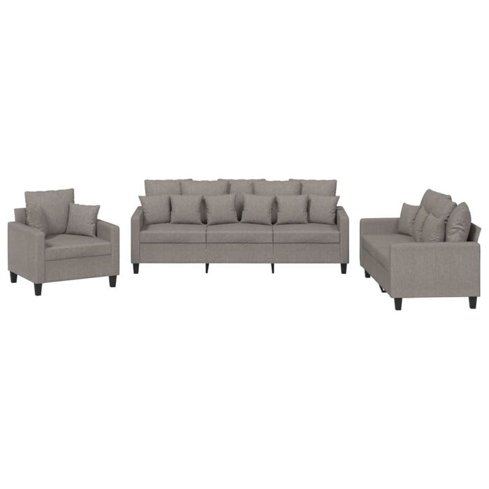 Set de canapele cu perne, 3 piese, gri taupe, textil - WALTI WALTI