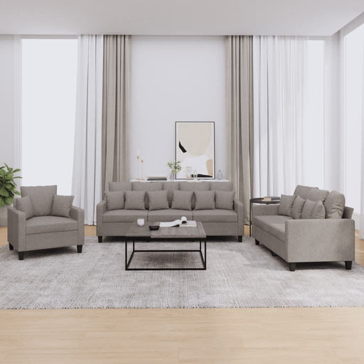Set de canapele cu perne, 3 piese, gri taupe, textil - WALTI WALTI