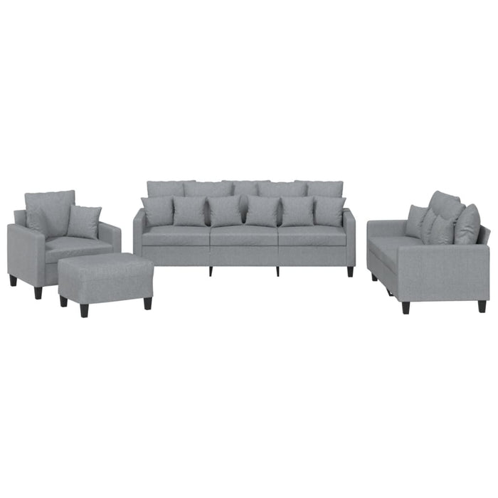 Set de canapele cu perne, 4 piese, gri deschis, material textil - WALTI WALTI