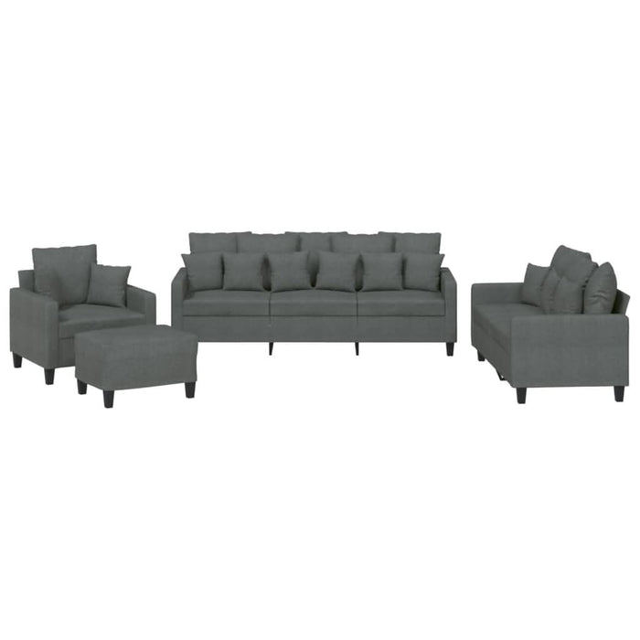 Set de canapele cu perne, 4 piese, gri închis, material textil - WALTI WALTI