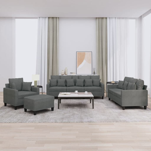 Set de canapele cu perne, 4 piese, gri închis, material textil - WALTI WALTI